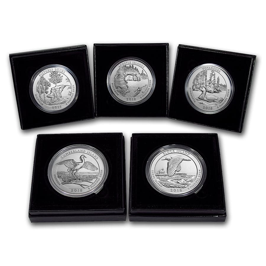 2018-P 5-Coin 5 oz Silver Burnished ATB Set (w/Box & COA) | eBay